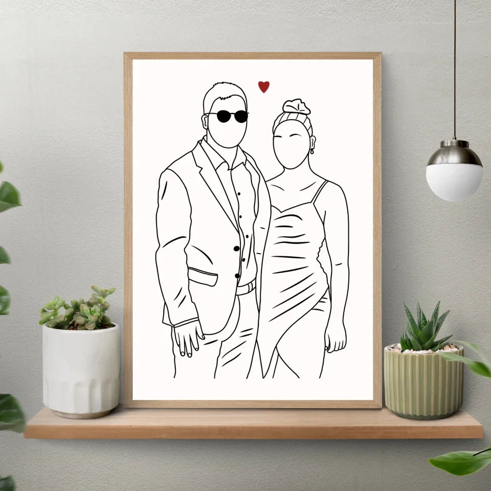 Illustration personnalisée - Dessin au trait - Couple