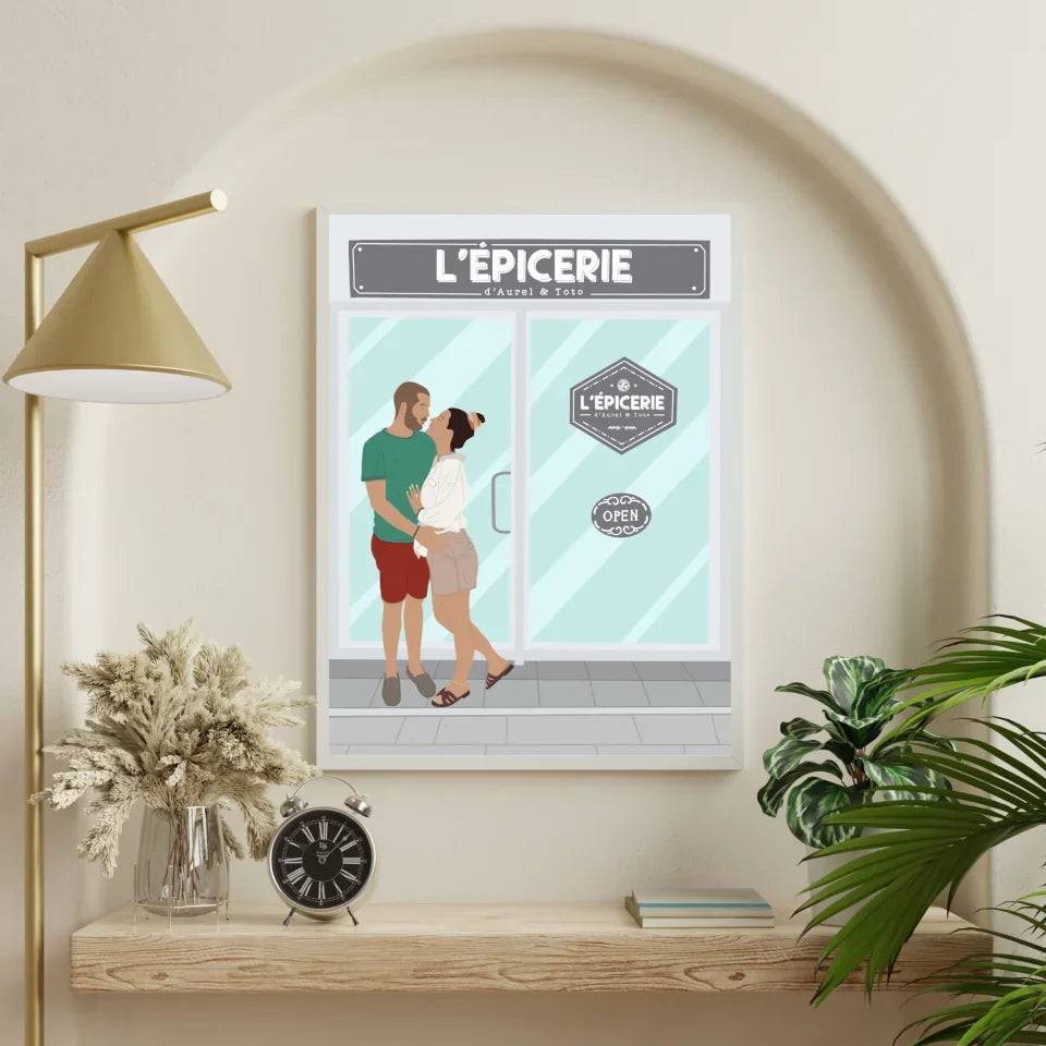 Illustration personnalisée détaillée avec décro - Couple