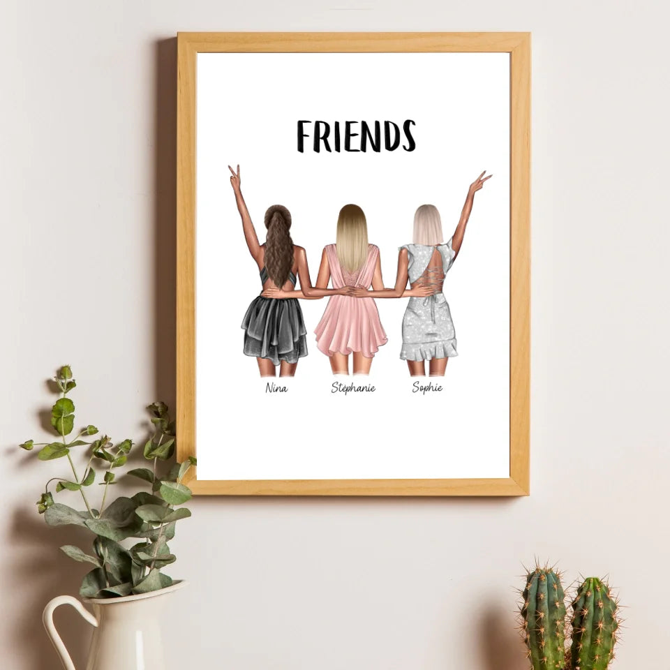Affiche amitié personnalisée - Le trio