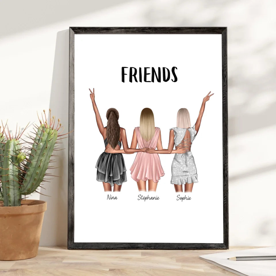 Affiche amitié personnalisée - Le trio