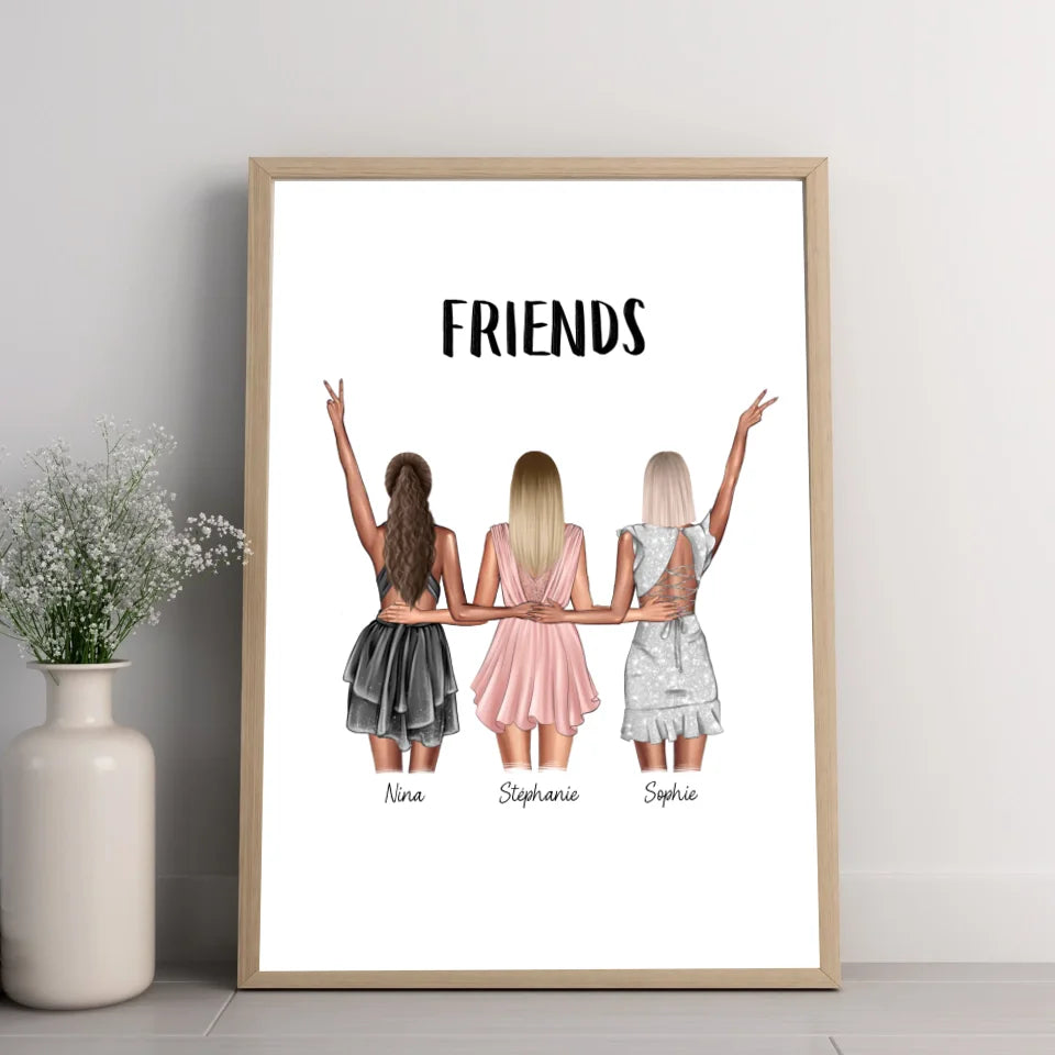 Affiche amitié personnalisée - Le trio