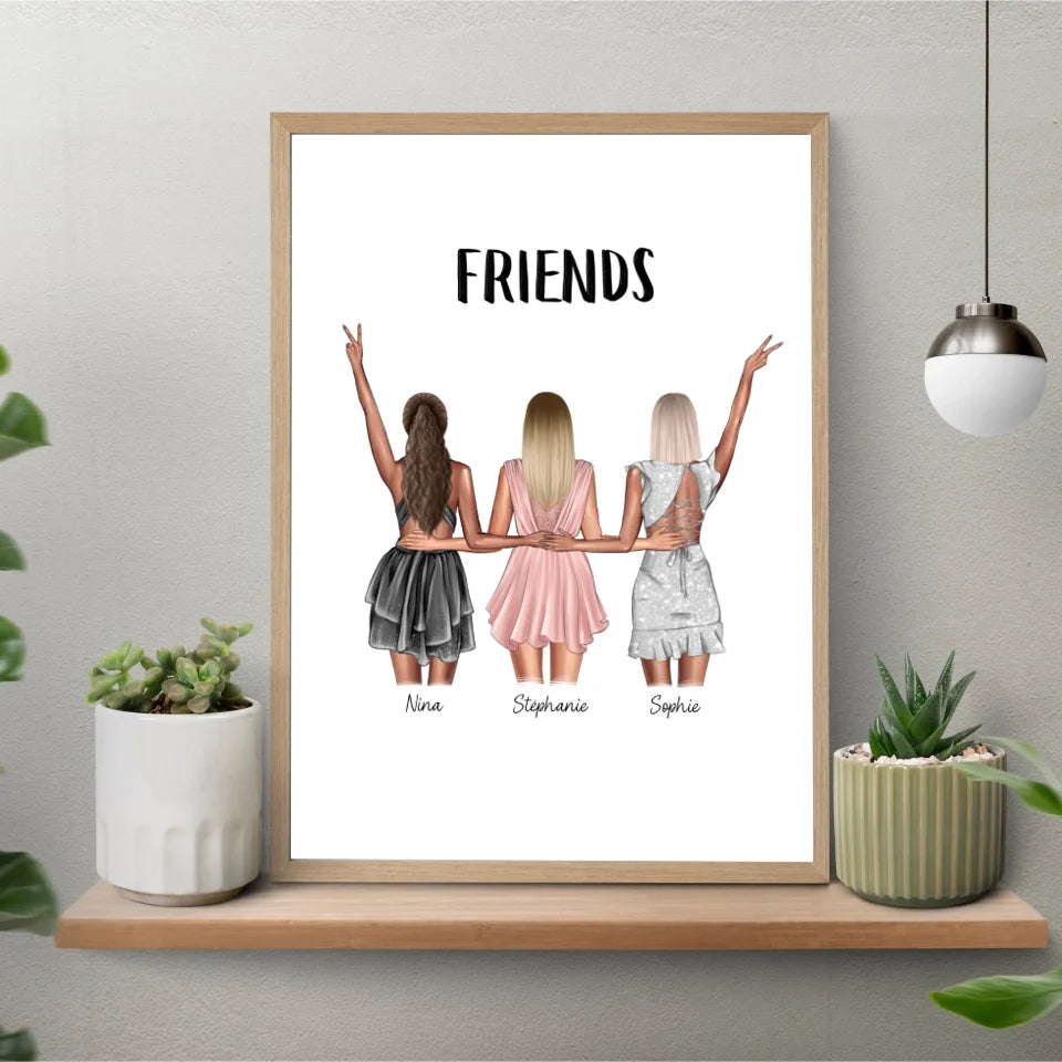 Affiche amitié personnalisée - Le trio