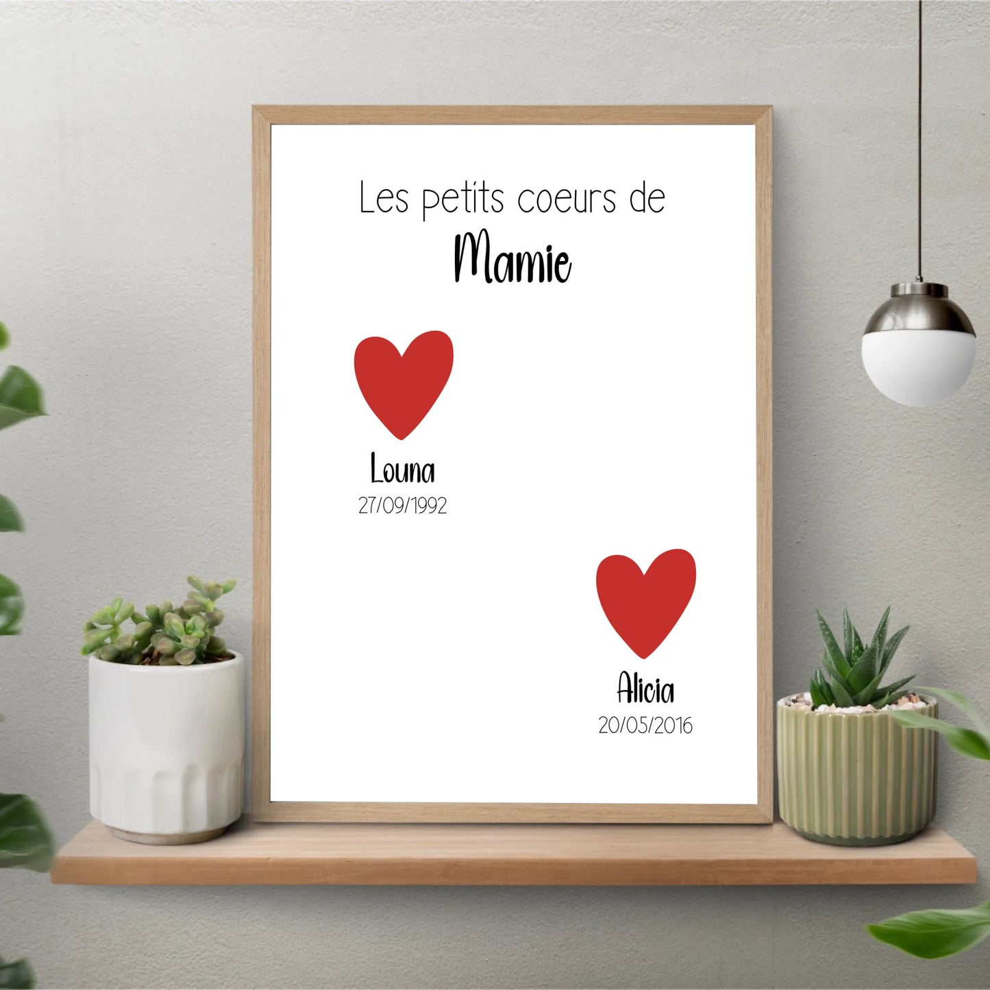 Affiche fête des grands-mères personnalisée - Les petits coeurs de Mamie (avec date de naissance)