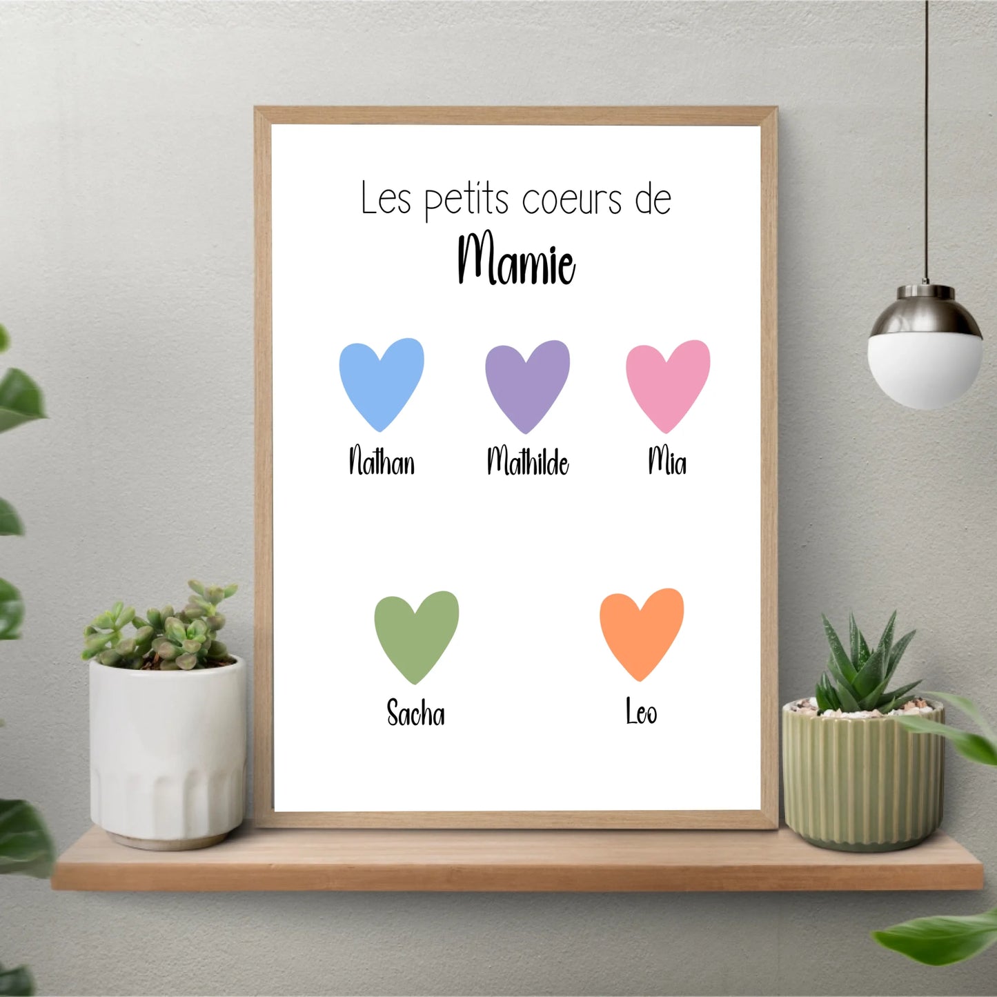 Affiche fête des grands-mères personnalisée - Les petits coeurs de Mamie (sans date de naissance)