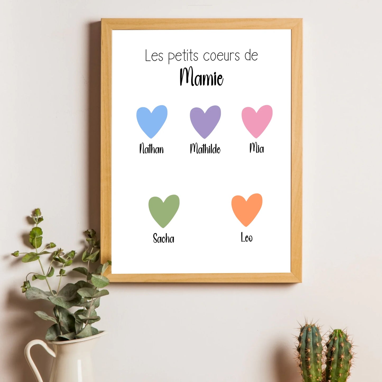 Affiche fête des grands-mères personnalisée - Les petits coeurs de Mamie (sans date de naissance)