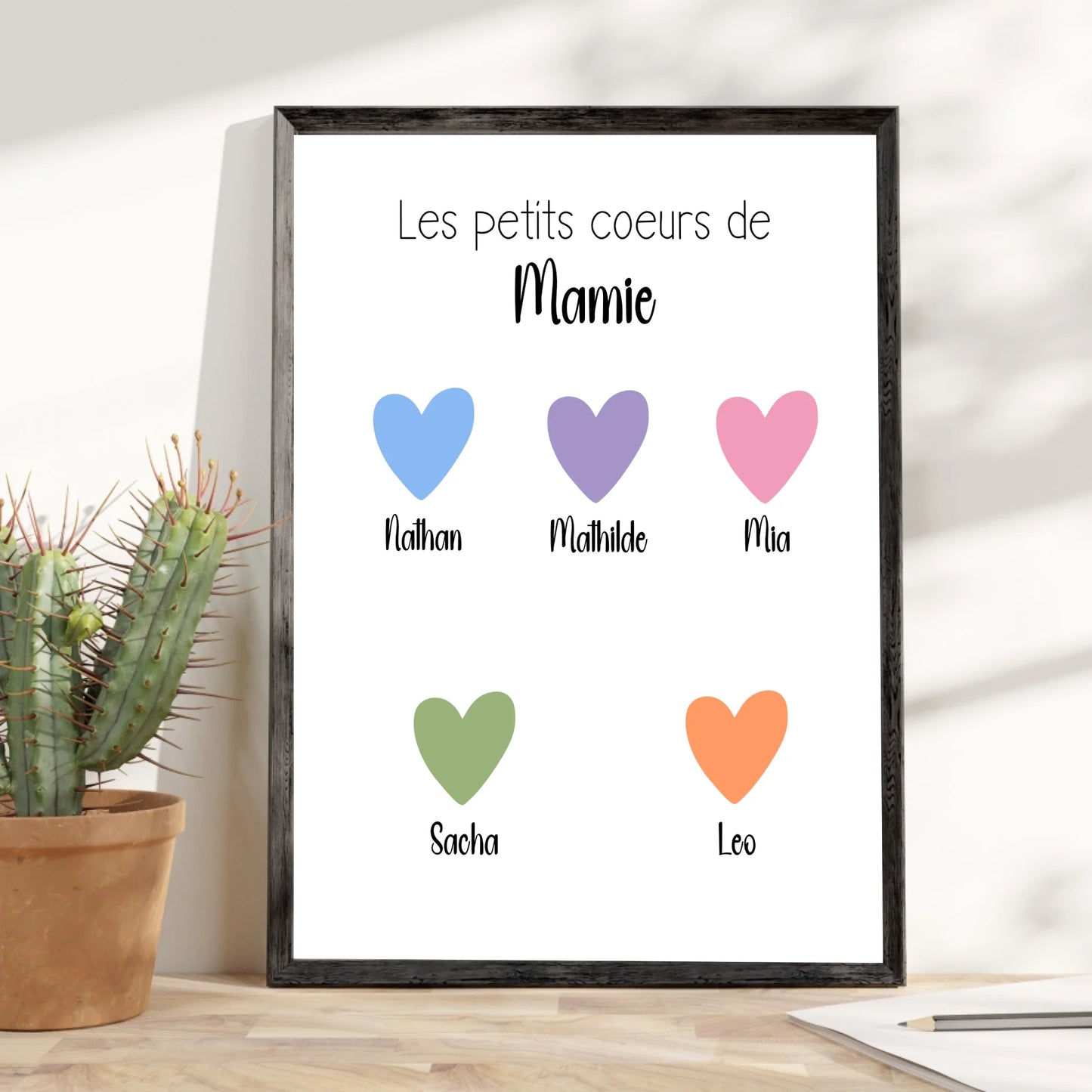 Affiche fête des grands-mères personnalisée - Les petits coeurs de Mamie (sans date de naissance)
