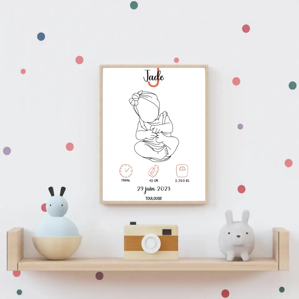 Affiche naissance personnalisée - Bébé silhouette