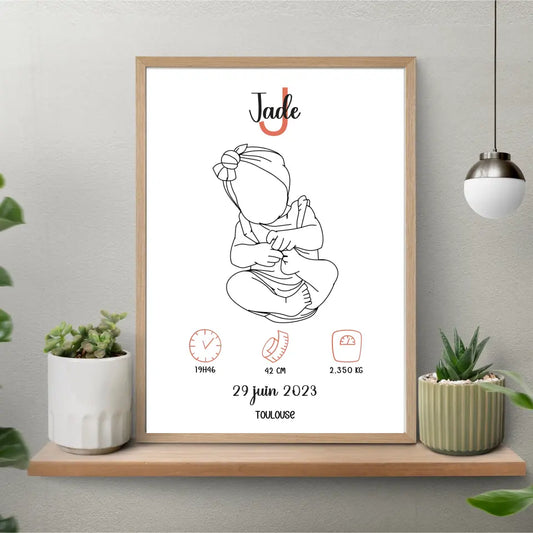 Affiche naissance personnalisée - Bébé silhouette