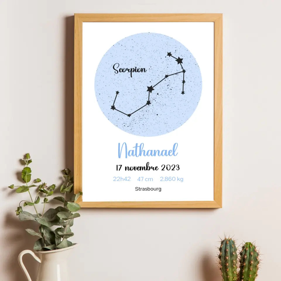 Affiche naissance personnalisée - Constellation astrologique