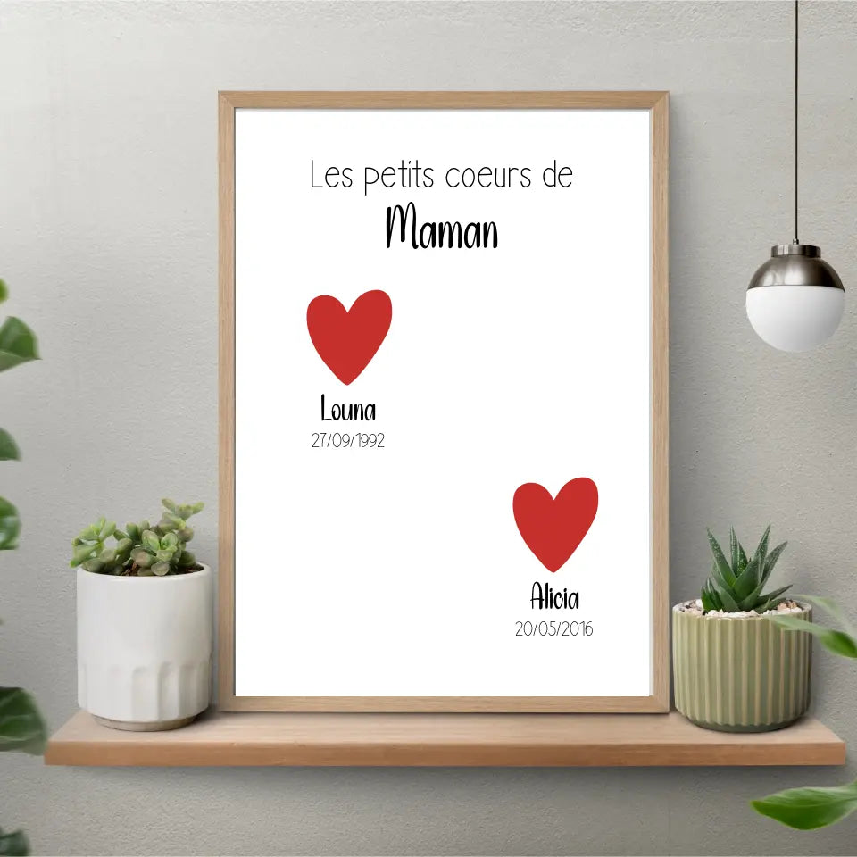 Affiche fêtes des mères personnalisée - Les petits coeurs de Maman