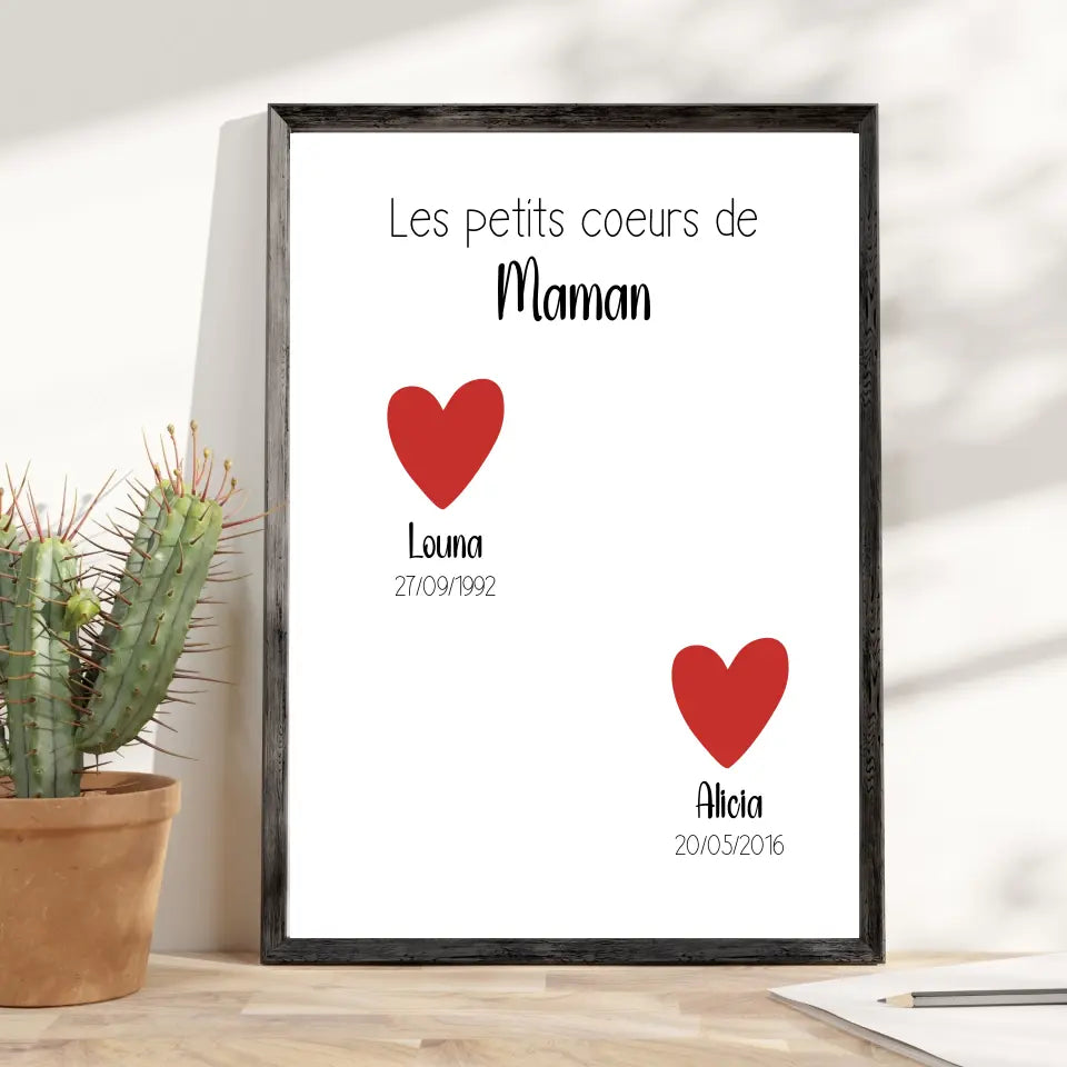 Affiche fêtes des mères personnalisée - Les petits coeurs de Maman