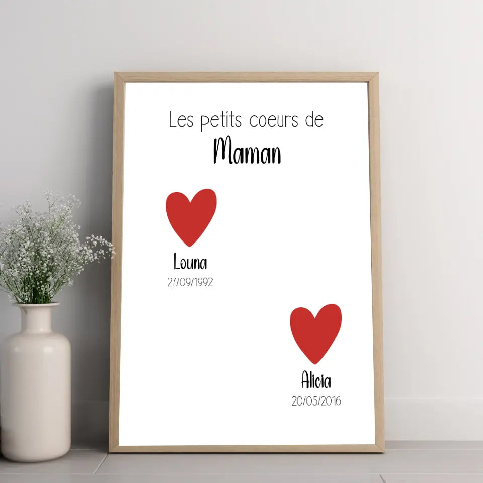 Affiche fêtes des mères personnalisée - Les petits coeurs de Maman