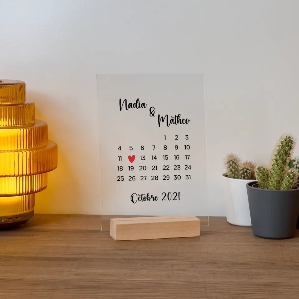 Plaque couple personnalisée - Calendrier