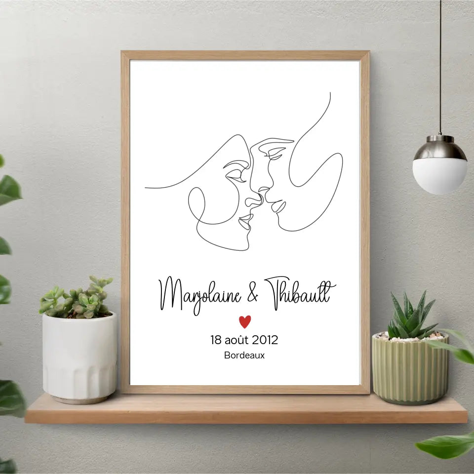 Affiche couple personnalisée - Dessin minimaliste