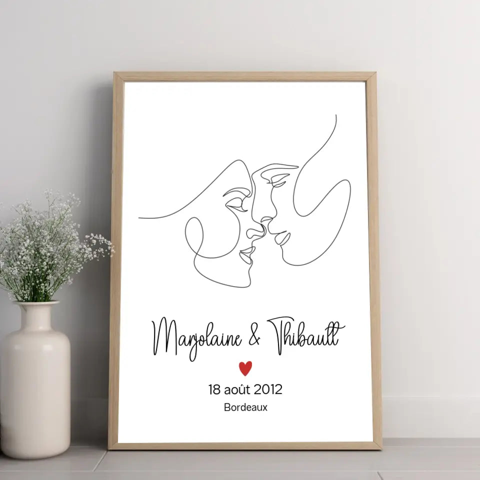 Affiche couple personnalisée - Dessin minimaliste