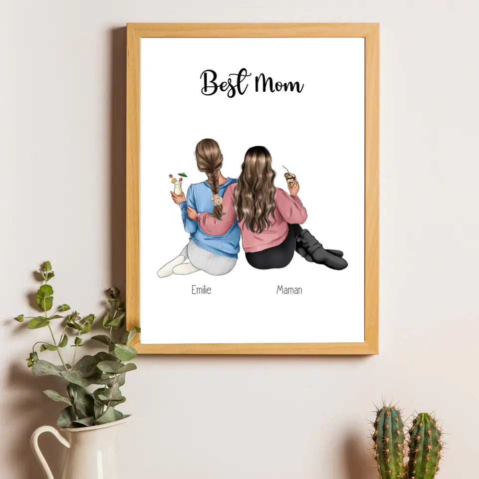 Affiche fête des mères personnalisée - Maman & sa fille