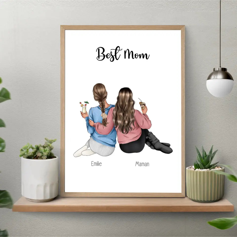 Affiche fête des mères personnalisée - Maman & sa fille