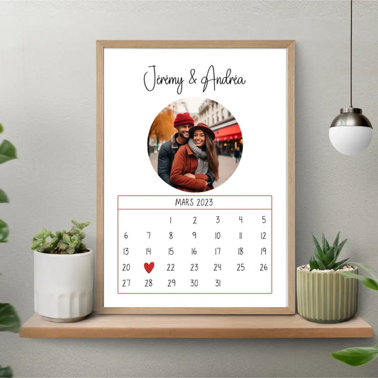 Affiche couple personnalisée - Calendrier avec photo