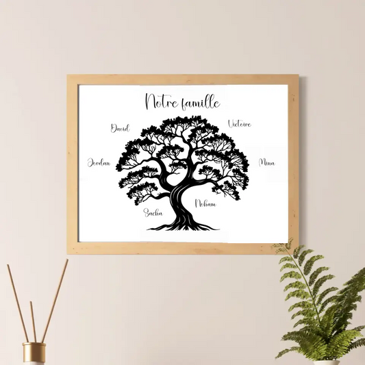 Affiche famille personnalisée - Arbre de vie (2 à 8 personnes)