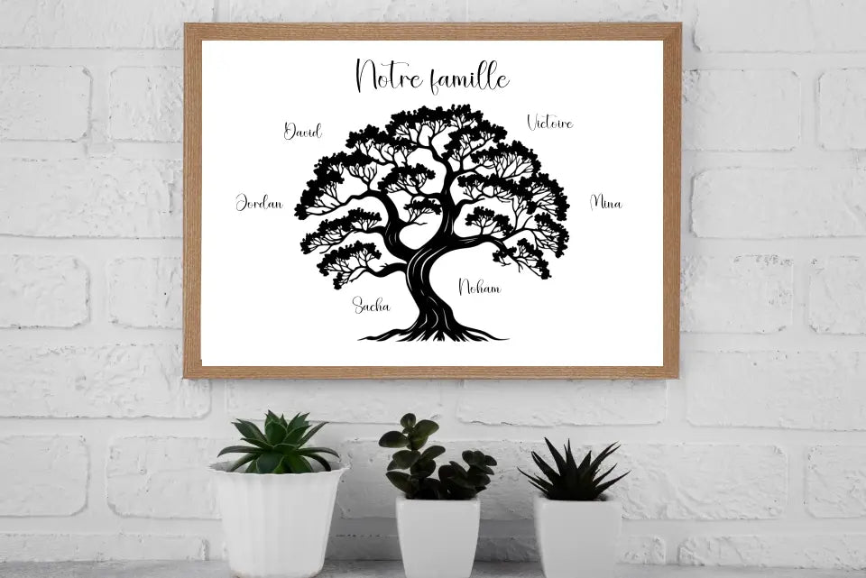 Affiche famille personnalisée - Arbre de vie (2 à 8 personnes)