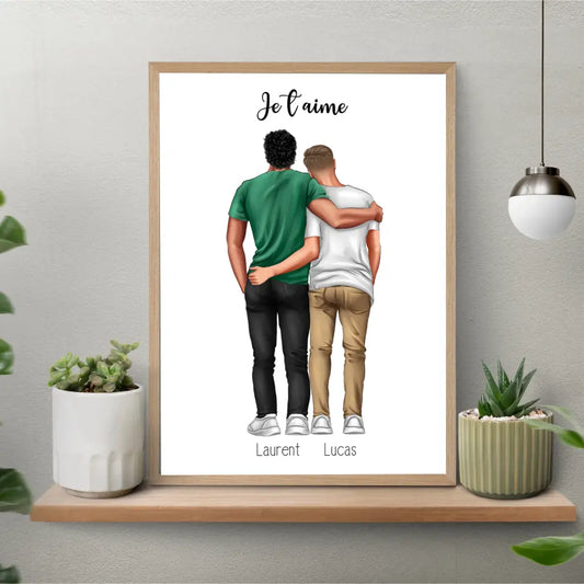 Affiche couple personnalisée - Je t'aime