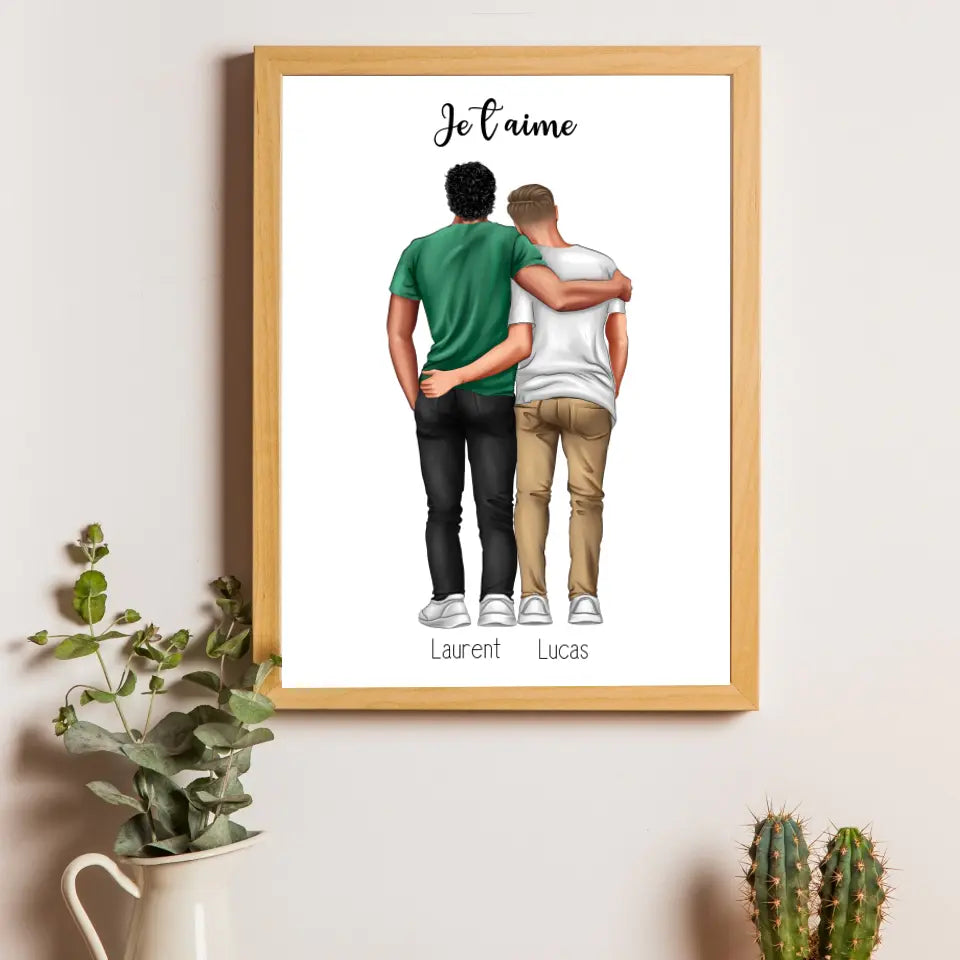 Affiche couple personnalisée - Je t'aime