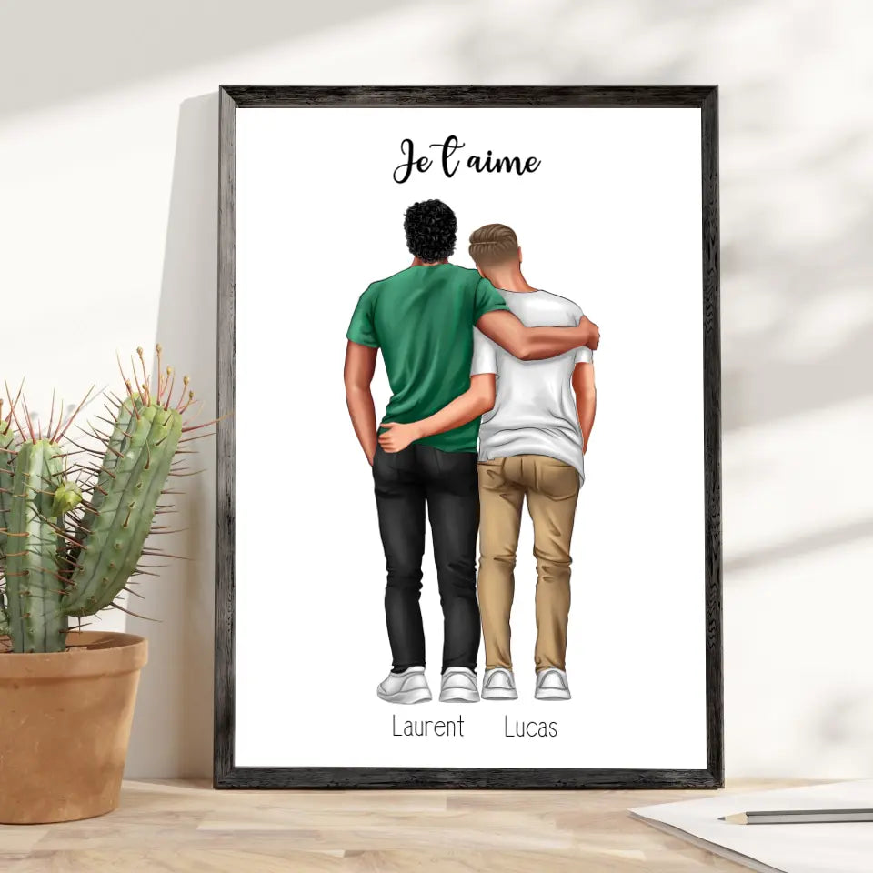 Affiche couple personnalisée - Je t'aime