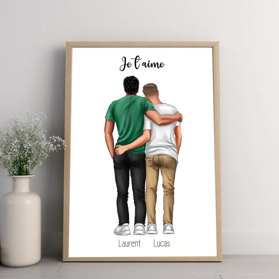 Affiche couple personnalisée - Je t'aime