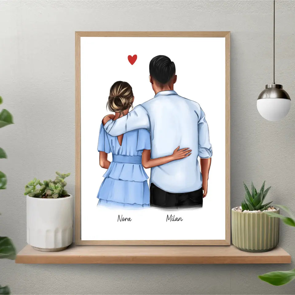 Affiche couple personnalisée - Amour