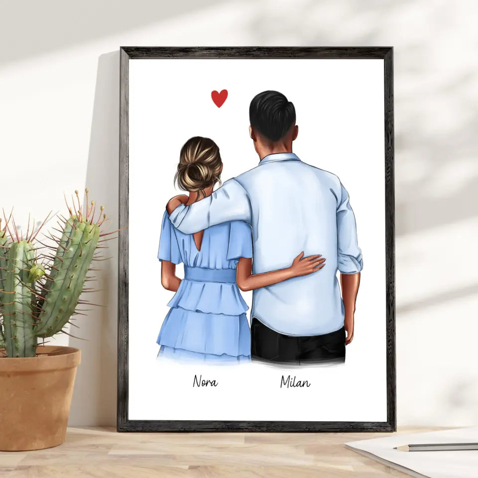 Affiche couple personnalisée - Amour