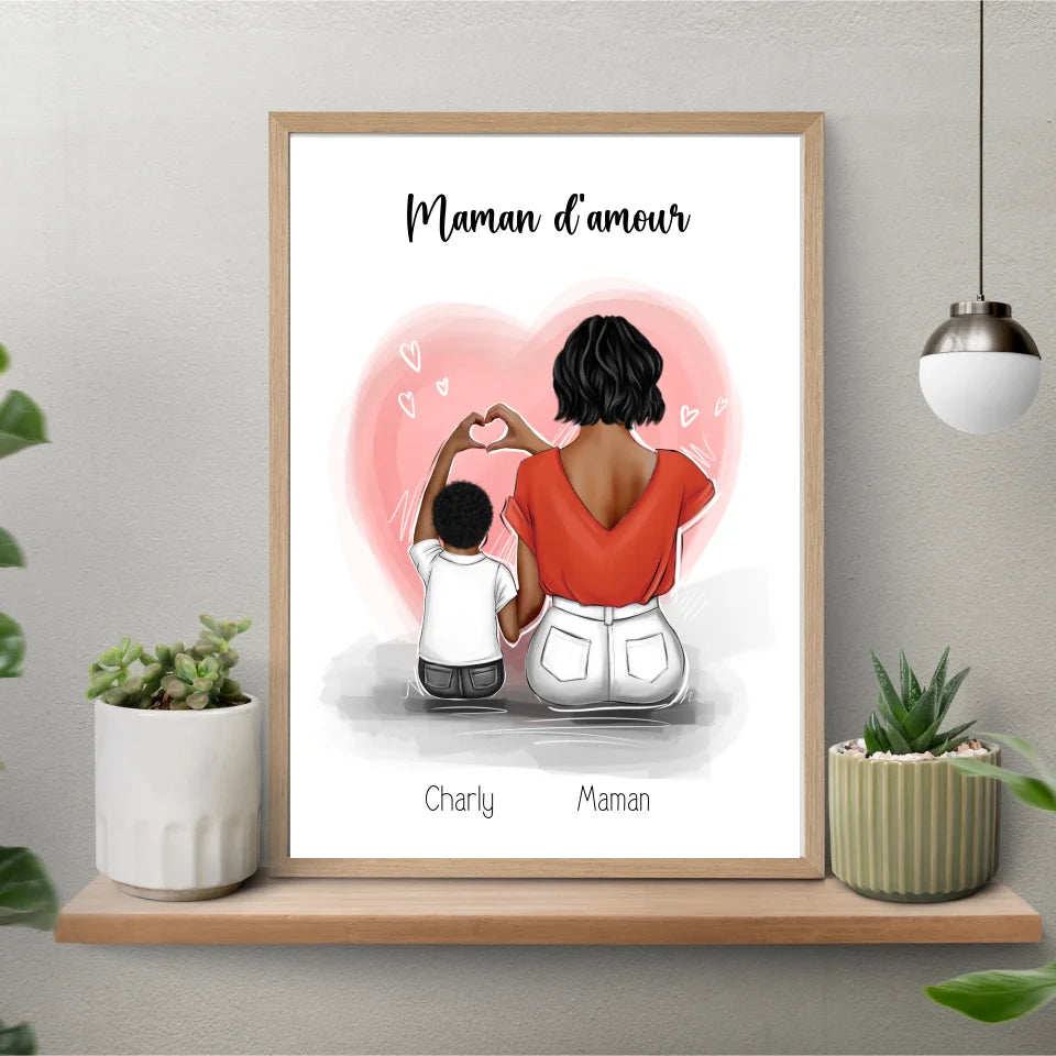 Affiche fête des mères personnalisée - Maman d'amour