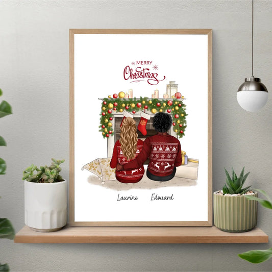 Affiche couple personnalisée - Merry Christmas (décor)