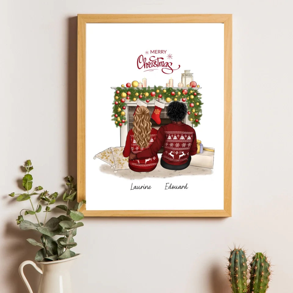 Affiche couple personnalisée - Merry Christmas (décor)