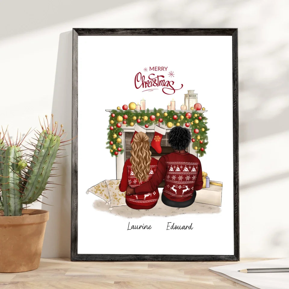 Affiche couple personnalisée - Merry Christmas (décor)