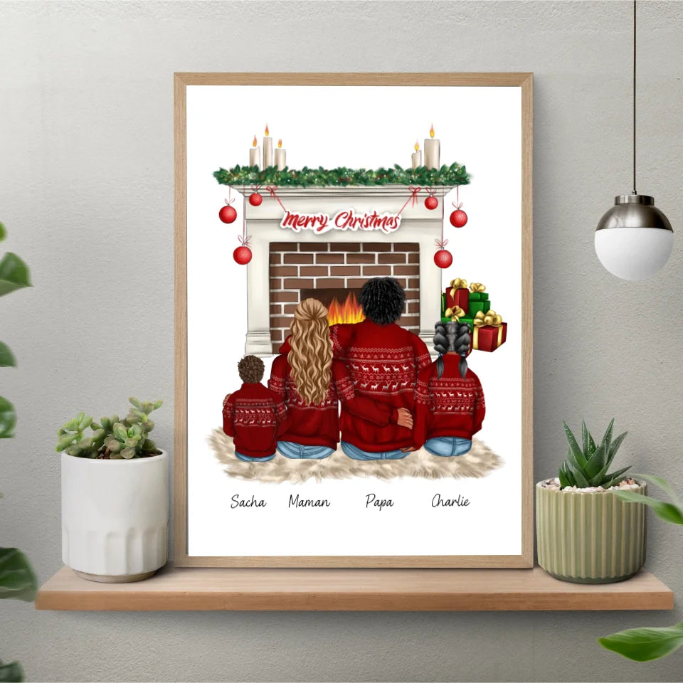 Affiche famille personnalisé - Merry Christmas (décor)