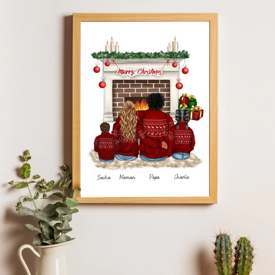 Affiche famille personnalisé - Merry Christmas (décor)