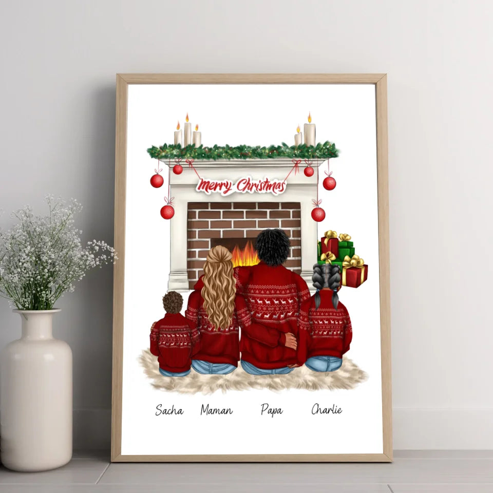 Affiche famille personnalisé - Merry Christmas (décor)