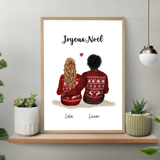 Affiche couple personnalisée - Joyeux Noël