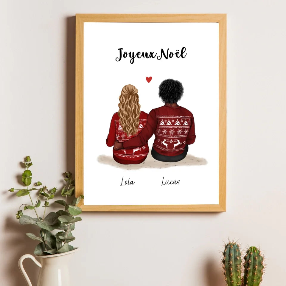 Affiche couple personnalisée - Joyeux Noël