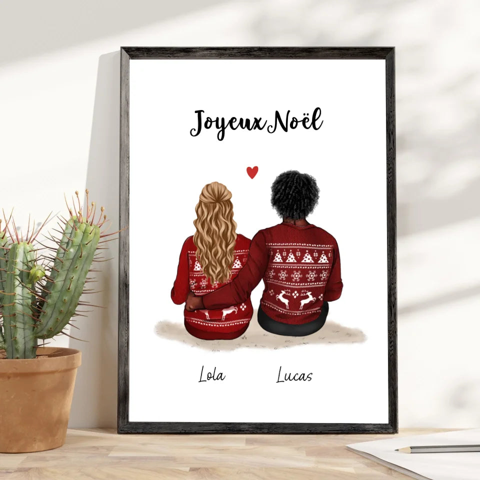 Affiche couple personnalisée - Joyeux Noël