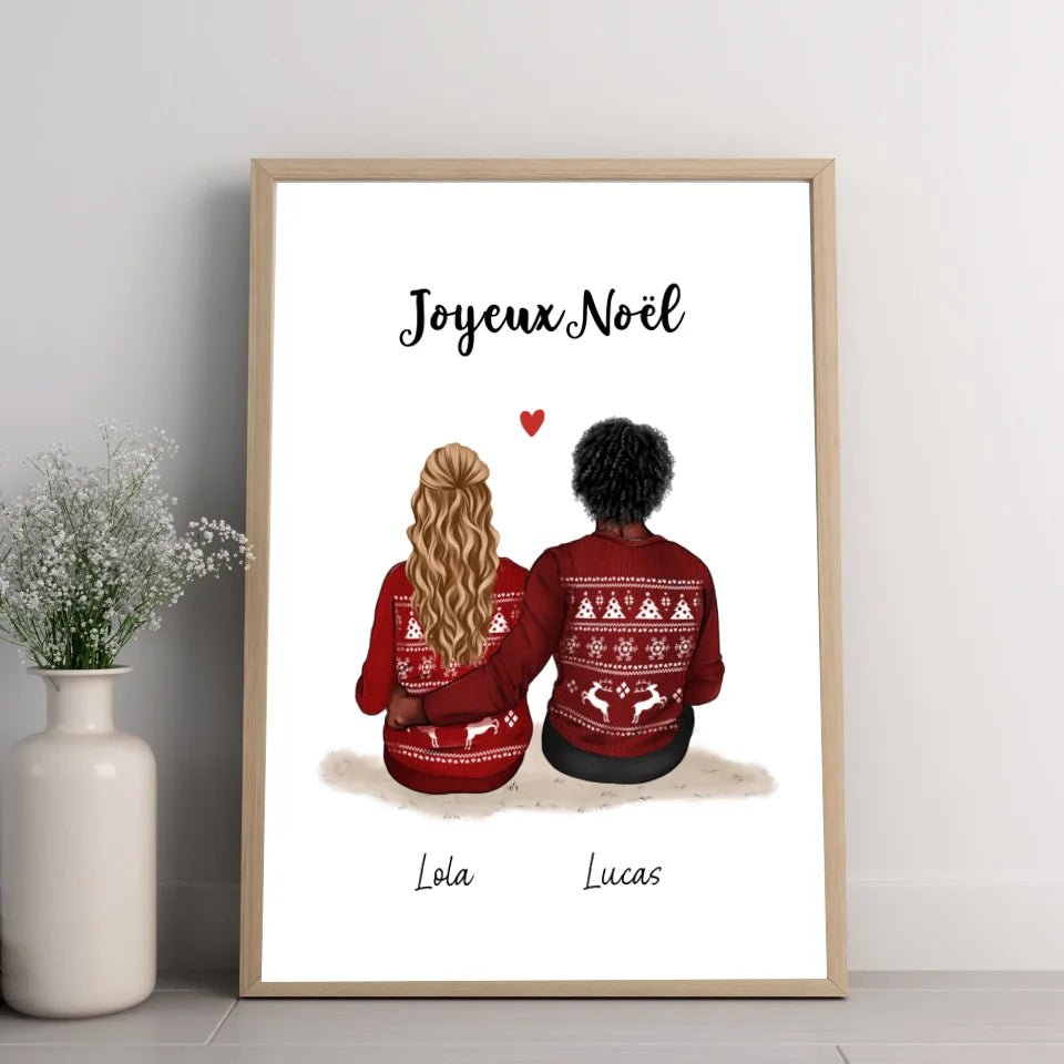 Affiche couple personnalisée - Joyeux Noël