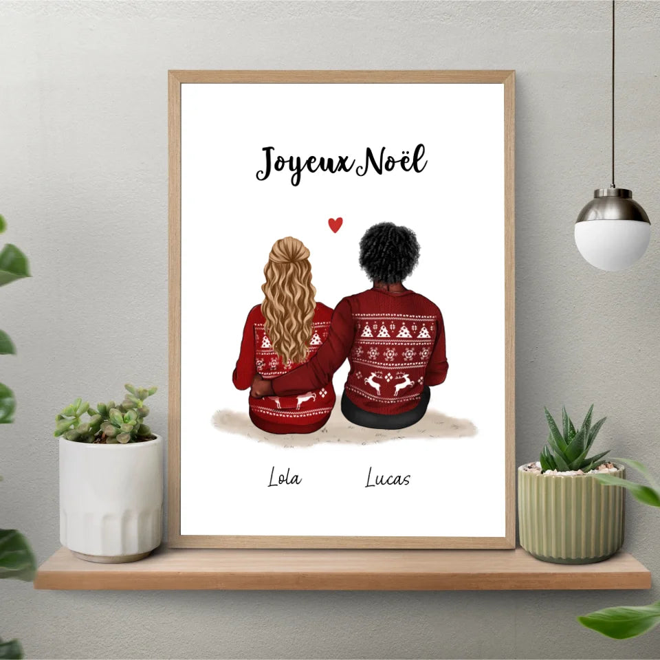 Affiche couple personnalisée - Joyeux Noël