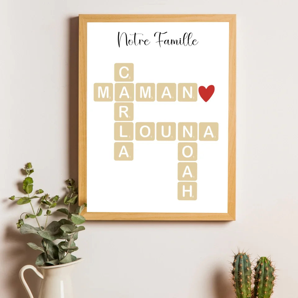 Affiche fête des mères personnalisée - Scrabble prénoms