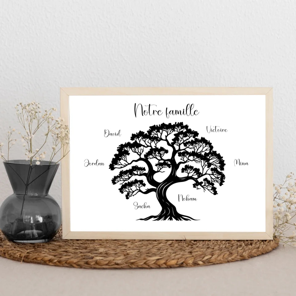 Affiche famille personnalisée - Arbre de vie (2 à 8 personnes)